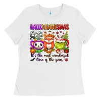 White hallothanksmas its the most wonderful time of the Ladies Tee - texasbilliewilder