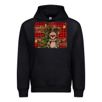 Black reindeer trees background Urban Hoodie - AdoDesignShop