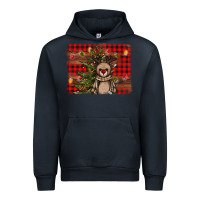 Navy reindeer trees background Urban Hoodie - AdoDesignShop