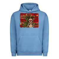 Pigment Pebble Blue reindeer trees background Urban Hoodie - AdoDesignShop