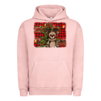 Pigment Salmon reindeer trees background Urban Hoodie - AdoDesignShop