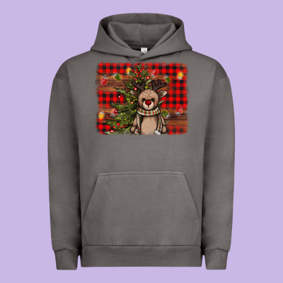 Reindeer Trees Background Urban Hoodie Designed By Adodesignshop