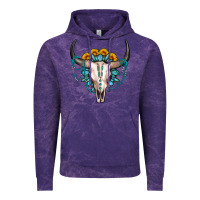 Cloud Purple sunflower gemstone bull skull Vintage Hoodie - OliviaCreatesArt
