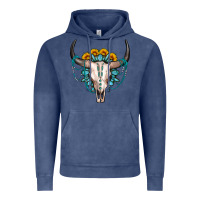Vintage Denim sunflower gemstone bull skull Vintage Hoodie - OliviaCreatesArt