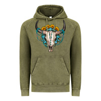 Vintage Olive sunflower gemstone bull skull Vintage Hoodie - OliviaCreatesArt