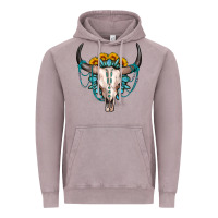 Sunflower Gemstone Bull Skull Vintage Hoodie | Teevron