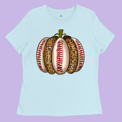 Baseball Pumpkin Ladies Tee Designed By Texasbilliewilder