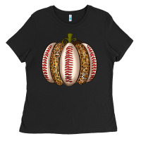 Black Baseball Pumpkin Ladies Tee - texasbilliewilder