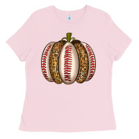 Bubblegum Pink Baseball Pumpkin Ladies Tee - texasbilliewilder