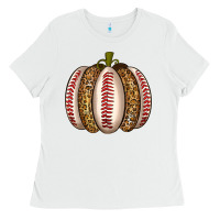 White Baseball Pumpkin Ladies Tee - texasbilliewilder
