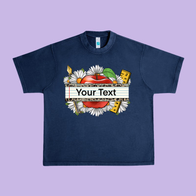 Floral Teacher Custom Name Urban Heavy Tee Designed By Cowgirlartshop