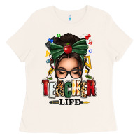 Bone teacher life afro messy bun Ladies Tee - texasbilliewilder