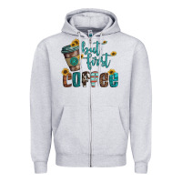 Heather Grey but first coffee Zipper Hoodie - Artiststas