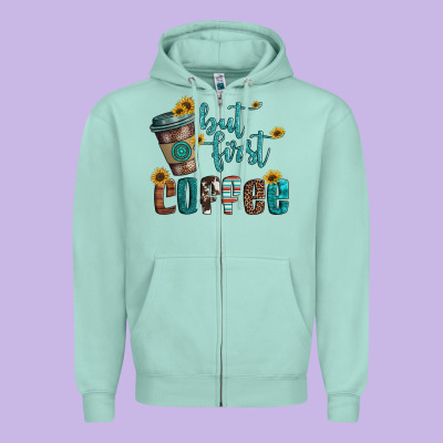 But First Coffee Zipper Hoodie Designed By Artiststas