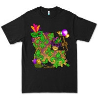 Black Louisiana map Mardi Gras Premium Tee - NancyCooperArtShop