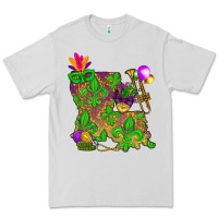 Dove Grey Louisiana map Mardi Gras Premium Tee - NancyCooperArtShop