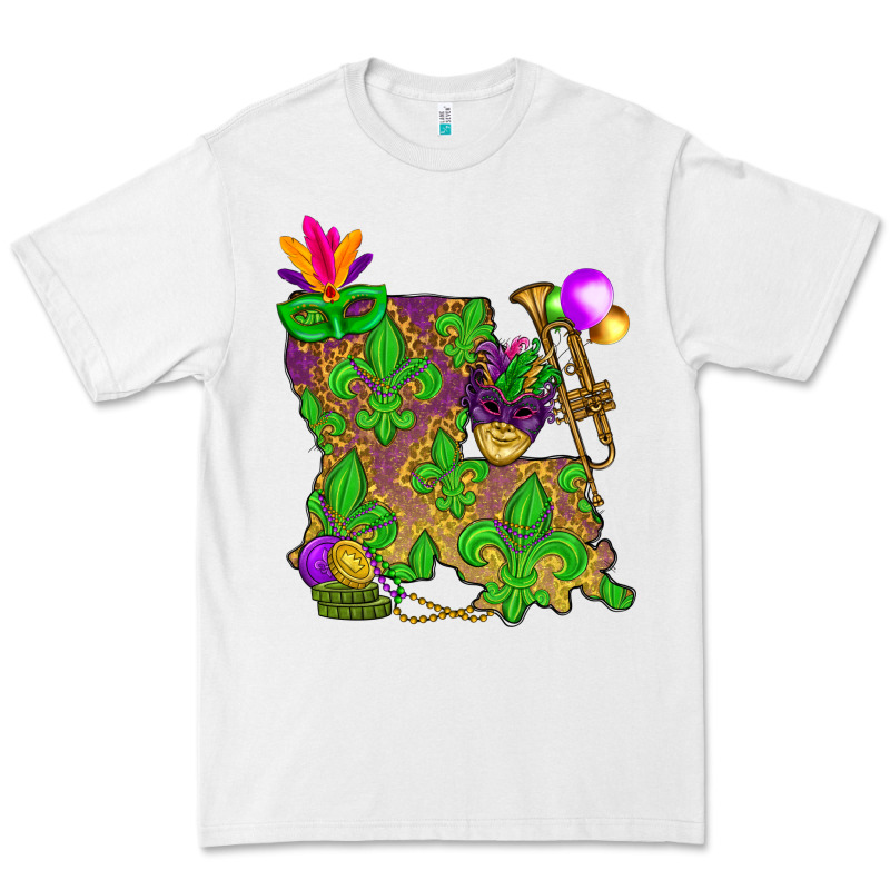 Louisiana Map Mardi Gras Premium Tee by NancyCooperArtShop | Teevron