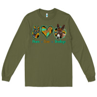 Army Green Peace Love Donkeys Long Sleeve Tee - Jasminsmagicworld
