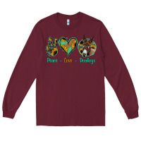 Burgundy Peace Love Donkeys Long Sleeve Tee - Jasminsmagicworld