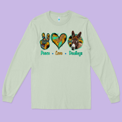 Peace Love Donkeys Long Sleeve Tee Designed By Jasminsmagicworld