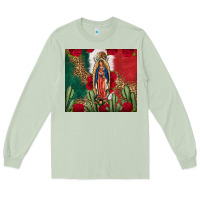 Our Lady Of Guadalupe Mexican Flag Roses Cactus Long Sleeve Tee | Teevron