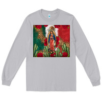 Moon Dust Our Lady Of Guadalupe Mexican Flag Roses Cactus Long Sleeve Tee - FaDigitalArtStudio