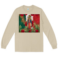 Mushroom Our Lady Of Guadalupe Mexican Flag Roses Cactus Long Sleeve Tee - FaDigitalArtStudio