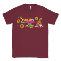 Burgundy fueled by ıced coffee and anxiety Classic Tee - TumblerDesignByShophia