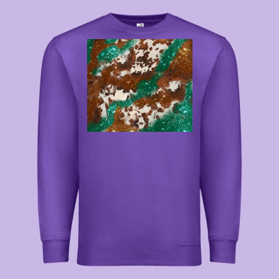 Brown Cowhide Glitter Premium Sweatshirt Designed By Barkaloodesign