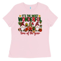 Bubblegum Pink It's the most wonderful time of the year Ladies Tee - NancyCooperArtShop