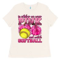 Bone In October We Wear Pink and Watch Softball Ladies Tee - texasbilliewilder