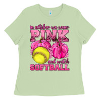 Matcha In October We Wear Pink and Watch Softball Ladies Tee - texasbilliewilder