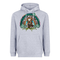 Heather Grey turquoise gemstones brown baby cow  rainbow Heavyweight Hoodie - BarkalooDesign