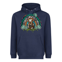 Navy turquoise gemstones brown baby cow  rainbow Heavyweight Hoodie - BarkalooDesign
