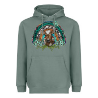 Sage turquoise gemstones brown baby cow  rainbow Heavyweight Hoodie - BarkalooDesign