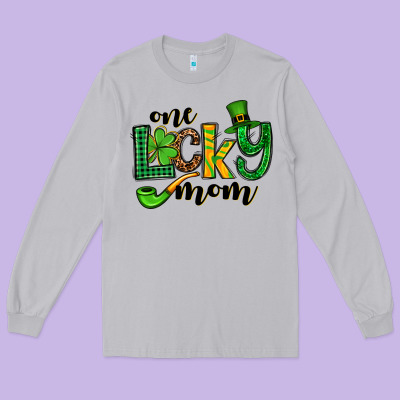 One Lucky Mom St. Patrick's Long Sleeve Tee Designed By Oliviacreatesart