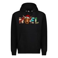 Black noel long haired shaggy cow Premium Hoodie - Jasminsmagicworld