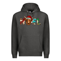 Charcoal Heather noel long haired shaggy cow Premium Hoodie - Jasminsmagicworld