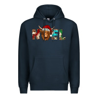Navy noel long haired shaggy cow Premium Hoodie - Jasminsmagicworld