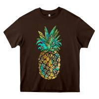 Chocolate Brown leopar turquoise pineapple Heavy Core Tee - JahusDesignShop