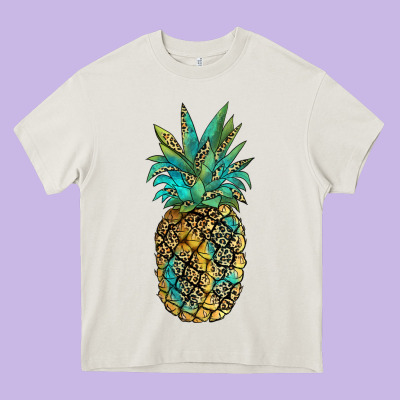 Leopar Turquoise Pineapple Heavy Core Tee Designed By Jahusdesignshop