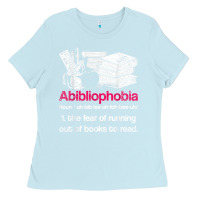 Baby Blue Funny Librarian Nerd Abibliophobia Bookworm Gift Reading Ladies Tee - longCreatives
