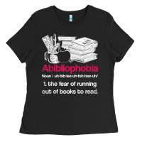 Black Funny Librarian Nerd Abibliophobia Bookworm Gift Reading Ladies Tee - longCreatives