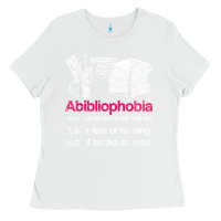 White Funny Librarian Nerd Abibliophobia Bookworm Gift Reading Ladies Tee - longCreatives