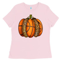 Bubblegum Pink Basketball Pumpkin Ladies Tee - texasbilliewilder