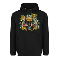 Black suffolk ewe front sunflowers rainbow Heavyweight Hoodie - BarkalooDesign
