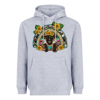 Heather Grey suffolk ewe front sunflowers rainbow Heavyweight Hoodie - BarkalooDesign