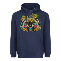 Navy suffolk ewe front sunflowers rainbow Heavyweight Hoodie - BarkalooDesign