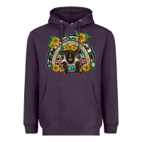 Plum suffolk ewe front sunflowers rainbow Heavyweight Hoodie - BarkalooDesign