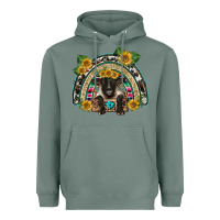 Suffolk Ewe Front Sunflowers Rainbow Heavyweight Hoodie | Teevron